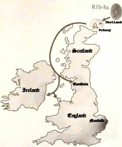 R1b-8a migration map